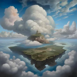 Islands in the sky filled with clouds painted by Michelangelo Simoni