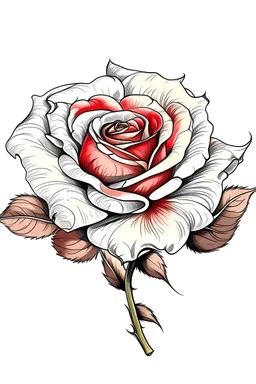 Draw one Rose - , white background,
