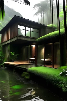 A spa that is for luxury and more technology and showing the exterior of the building different treatment rooms that some have mineral baths that is in the rain forest