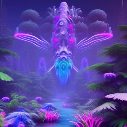 Avatar Pandora forest neon glowing plants fantasy purple blue pink vibrant HD high definition 4K detailed lush beautiful tropical misty sparkles