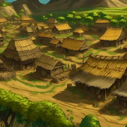 A brown underground mining village covered in vines painted by Xul Solar