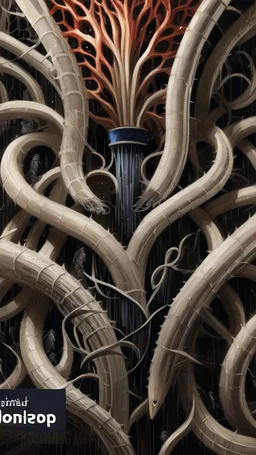 Create a fish in side a crystal ball with a smear . watercolor drawing fine line draw