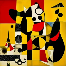 abstract art, elephant contrivance, by Joan Miro and VS Gaitonde, mind-bending abstract image, fragmented, subconscious deconstructivism, yellow and black and white and red color scheme