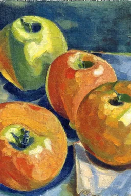 Abstract impasto oil painting of an apples on a table cezanne