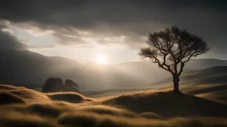 calm beauty, uplifting, inspiring, therapeutic, landscape, sunlight, chiaroscuro, color, award-winning colour photograph, Nikon 85mm