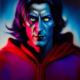 Ultra detailed fullbody Portrait in oil on canvas of Kurt Wagner Nightcrawler Xmen , extremely detailed digital painting, extremely detailed face,crystal clear Big Glowing eyes, mystical colors ,perfectly centered image, perfect composition, rim light, beautiful lighting, 8k, stunning scene, raytracing, anatomically correct, in the style of robert e howard and Ken Kelley and Ohrai Noriyoshi and Simon Bisley and tomzj1