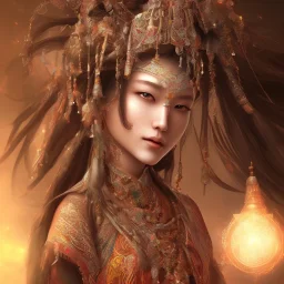 One Womderfull japanese woman, indian clothes, extremely detailed, fog effects, particle effects