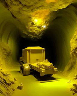 A yellow underground mine with gold painted by Cai Jia