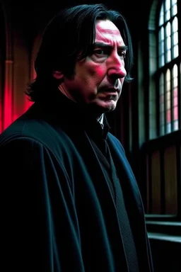 I want a picture that 's more like Professor Snape , with a high level of horror , and I want Hogwarts behind him .