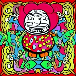 spinning top by jim woodring in cartoon style