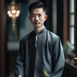 a handsome chinese wearing a dress