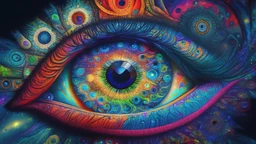 Trippy DMT eye of the universe vibrant colors