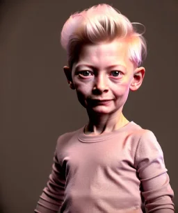 Tilda swinton toddler, full body, dramatic lighting, hyper realistic