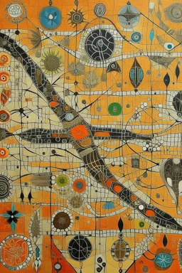 aboriginal map painting with symbols