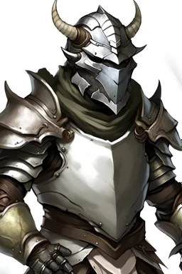 Dungeons and Dragons silver pale dragonborn wearing leather armor and battered helmet