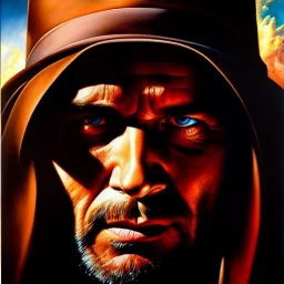 portrait oil on canvas,'And God said, Let us make man in our image, after our likeness',comic book cover, mystical colors,insanely detailed,realistic,intrincate detail,crystal clear eyes,perfectly drawn face, 16k resolution, masterpiece,Simon Bisley,Frank Frazetta,Alex Horley,ARTHUR ADAMS