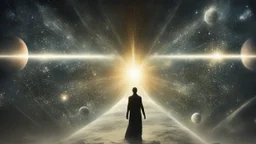 matrix universe, space, planets, god creation walking on the light