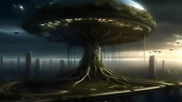 the last tree, city of the future year 3222, big portal to space