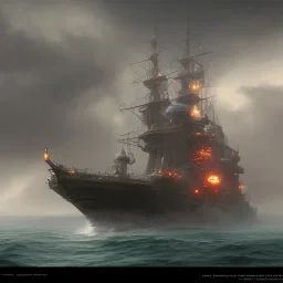 battlecruiser coming out of a fog bank