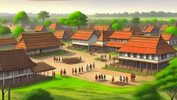 A picture of the village atmosphere during the Majapahit Empire in the early afternoon