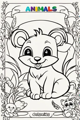 animals coloring book kids front cover page