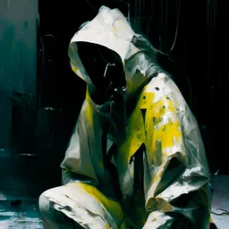 Minimal contemporary abstract oil paintings close up person wearing hazmat suit limbs sinew and concrete fragments illuminated at night style of Justin Mortimer And Francis bacon And ashley wood