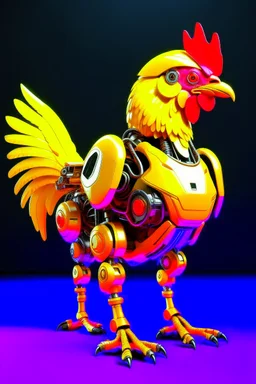 animal CHICKEN robot, sci-fi, cyberpunk, full body, ultra realistic, virtual reality, vibrant, intense, CLEAN PLAIN BACKGROUND, Aspect Ratios: 9:16