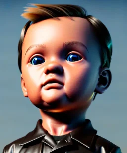 Leonardo di caprio toddler, full body, car, dramatic lighting, hyper realistic