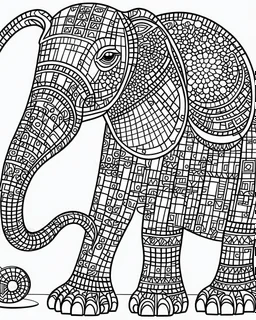 Mosaic animals Coloring Pages, no black color