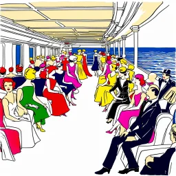 A fashion show aboard an ocean liner.