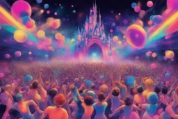 nostalgic Blast from the Past rave party cheerfull disney abstract