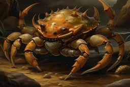 A brown earth elemental crab painted by Edward Hicks