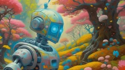 Paint, Pastel, Robotic World, everything is robotic even the trees and flowers everything, nothing is real, Closeup