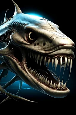 Introducing the "Sharksectoid" alien: The Sharksectoid is a truly unique extraterrestrial creature, combining the fierce characteristics of a shark with the otherworldly features of an insect. This alien's appearance is both captivating and intimidating, making it a formidable force in the galaxy. Head: The Sharksectoid's head resembles that of a great white shark, with a sleek and streamlined shape. Its eyes are large and piercing, glowing with an eerie luminescence. Sharp, serrated teeth lin