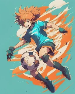 Anime design playing soccer