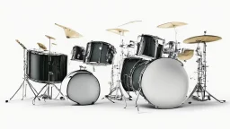 bass and drums, white background,