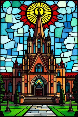 Chernivtsi University in stained glass style