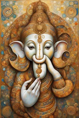 Om Ganesha, perfect face, perfect hand,painting style of Gustav Klimt