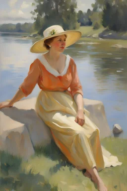 Oil painting, Anders Zorn, woman 60 years old