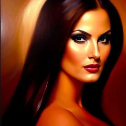 portrait of beautiful busty Bella painting by Brom, oil on canvas, cinematic composition, extreme detail,fit full head inside picture