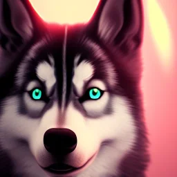 Husky, neon pink eyes, 8K, cinematic lighting, sharp focus, masterpiece, expert