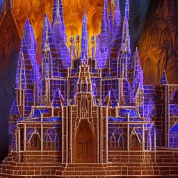 model of grand cathedral made of gingerbread house with crushed, vibrant rock candy as stain-glassed windows, 8k resolution, centered, high-quality, ultrafine-detail, ornate, digital art, detailed matte, volumetric lighting, illustration, 3D octane render, brian froud, howard lyon, George Grie, greg rutowski,