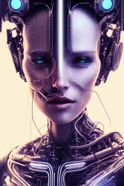 cyberpunk, head, women, portrai, face cry, eye tears, tron, cyborg, robot, cyborg, white hair, seven , perfekt, real, dream, hr giger