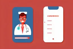 Electronic Health Record in Mobile Phone, Flat Vector Illustration