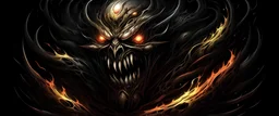 embodying the sinister depths of 'Greedy Chaos Madness.' Imagine a demonic visage emerging from swirling tendrils of darkness, its eyes ablaze with insatiable hunger. Incorporate twisted, jagged elements to convey the chaotic nature of its desires, while maintaining an aura of malevolent power. Let the essence of darkness and evil flow through every stroke, creating a symbol that strikes fear and awe in equal measure."