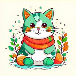 cute cat Cartoon for Christmas Day ,Colorful Holiday T-Shirt Design, Groovy WinterGrass,transparent,no background