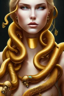 cyborg, Golden hair, sexy, perfect, real, dream ,snake queen