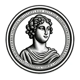 greek statue front face portrait logo, stamp.