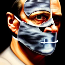 Ultra detailed fullbody Portrait in oil on canvas of Hannibal Lecter with mask,intense stare, extremely detailed digital painting, extremely detailed face,crystal clear Big Glowing eyes, mystical colors ,perfectly centered image, perfect composition, rim light, beautiful lighting, 8k, stunning scene, raytracing, anatomically correct, in the style of robert e howard and Ken Kelley and Ohrai Noriyoshi and Simon Bisley and tomzj1