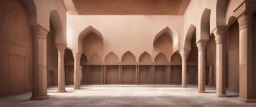 Hyper Realistic Inside View of brown wall mosque with some empty area on side